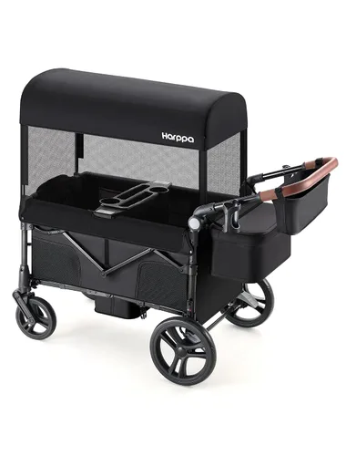 Harppa - Cochecito Remy Wagon para 2 niños, capacidad de 180 libras con 2 Negro