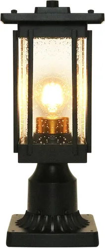 Vista 4 de MONKFISH Lámpara de poste negra para exteriores con diseño cuadrado, iluminación exterior resistente a la intemperie de 15.6 pulgadas con pantalla
