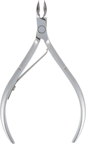 Vista 4 de Pinza de cutícula de acero duro de alta calidad, D-506, pinza de precisión para uñas con mandíbula completa chapada en gris y resorte único