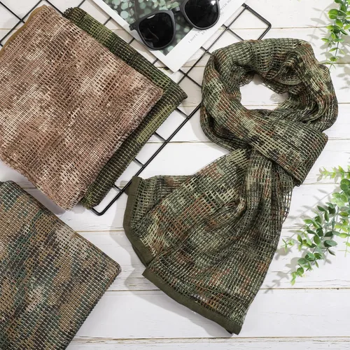 Vista 7 de Ramede 4 pañuelos de malla de velo de francotirador, bufanda de camuflaje para hombre, cuello de cabeza de camuflaje al aire libre, 4 diseños