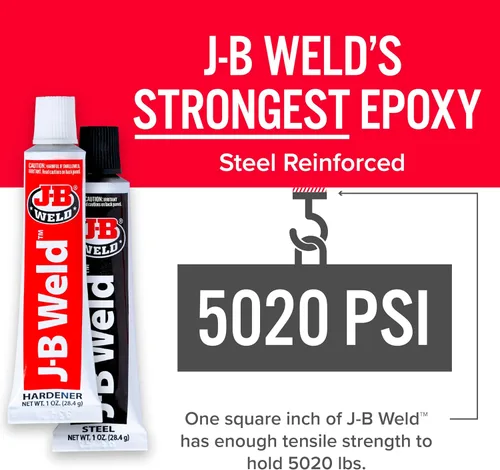 Vista 2 de J-B Weld Epoxi original, epoxi reforzado con acero, alta resistencia, paquete de 2, gris oscuro (8265S-2)