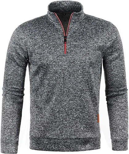 Suéter térmico con forro polar para hombre, con cremallera de un cuarto, para invierno, ligero, suave, sudadera atlética con solapa