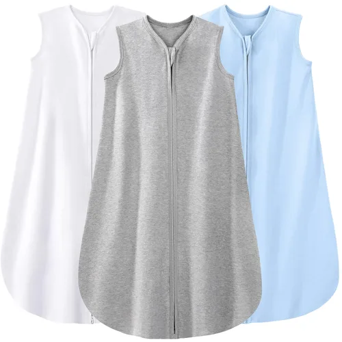 Vista 31 de Yoofoss Saco de dormir para bebé de 0 a 6 meses, manta para bebés 100% algodón orgánico, cremallera de 2 vías, TOG 0.5, saco de dormir para niños