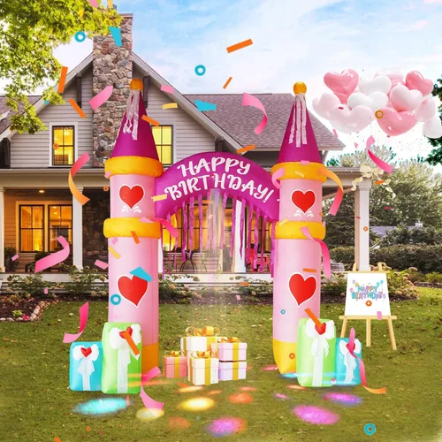 Vista 9 de HZGDEJTG Decoración inflable para fiesta de cumpleaños de 4 pies, decoración inflable con luces LED, adecuada para jardines, patios y césped.
