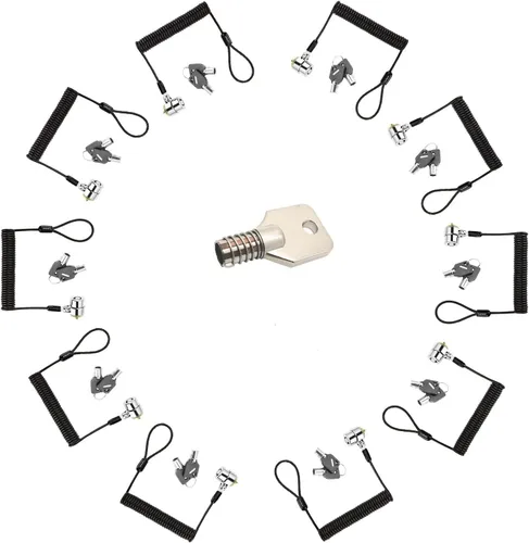 Paquete de 10 candados de cable de seguridad para laptop de 6.2 pies de bloqueo retráctil para portátiles, monitores y otros dispositivos (llave