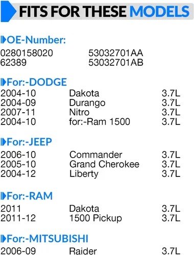 Vista 2 de Inyectores de combustible mejorados para 3.7L Se ajusta a: -Jeep Grand Cherokee 2005-2010 Liberty 2004-2011, Para: -Dodge Dakota 2004-2010 Durango
