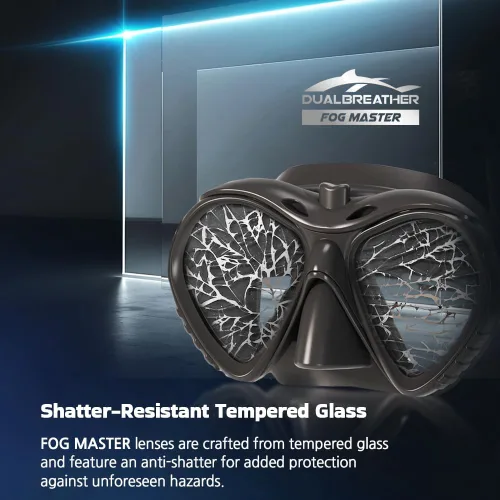 Vista 6 de DUALBEATHER FOG MASTER Máscara de buceo con cada limpiaparabrisas para antivaho y parte superior seca, juego de esnórquel, natación, buceo, gafas