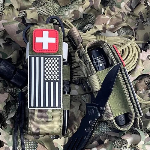 Vista 6 de 2 piezas de actualización de corte láser 1000D Molle Bolsa de torniquete táctico, funda de torniquete médico táctico