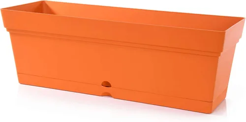 Vista 8 de Mintra - Macetero de ventana para uso en interiores y exteriores, macetas rectangulares con platillos y agujeros de drenaje, macetas decorativas