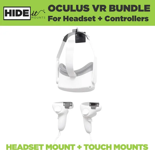 Vista 2 de HIDEit Mounts Soporte de pared para Oculus Quest 2 - Soporte para auriculares y controlador de realidad virtual - American Company - No para Quest