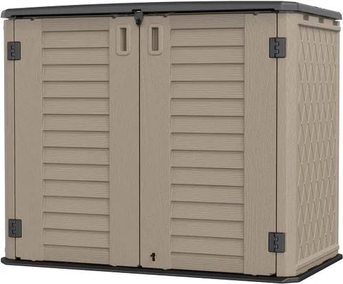 Vista 10 de Kinying - Cobertizo de almacenamiento conveniente horizontal con varias direcciones de apertura, para latas de basura, herramientas, podadora