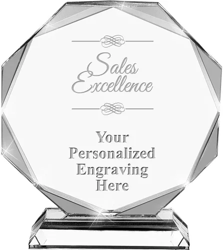 Vista 10 de Crown Awards Trofeo de cristal personalizado, premio de magnitud personalizado de 7.75 pulgadas de alto con grabado personalizado Prime