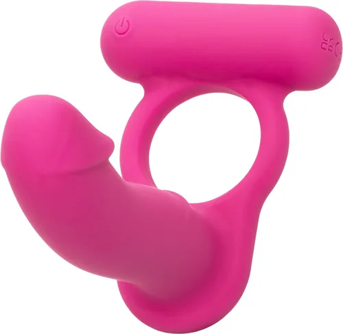 CalExotics Doble buceador recargable de silicona - Anillo de sonda de placer recargable - Juguete sexual masajeador impermeable para parejas - Rosa