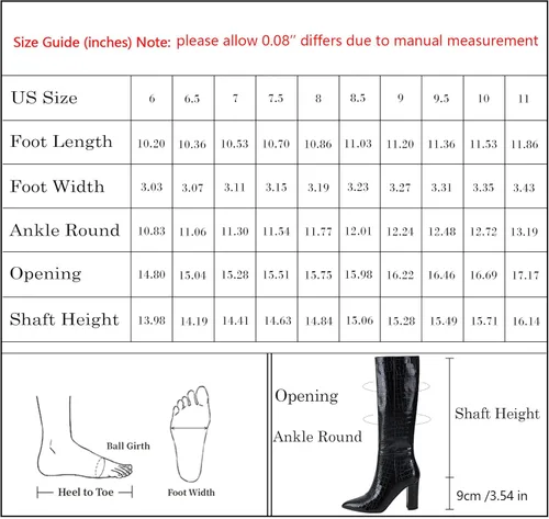 Vista 8 de Modatope Botas altas de equitación para mujer hasta la rodilla, altas y largas, botas de cocodrilo de imitación GoGo, tacón de bloque, punta