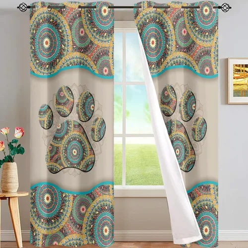 Vista 26 de FUSURIRE Abstract Geometry Print Window Curtain Panels 63 inch Long, Native American Western Window Treatment Grommet Room Darkening Curtains