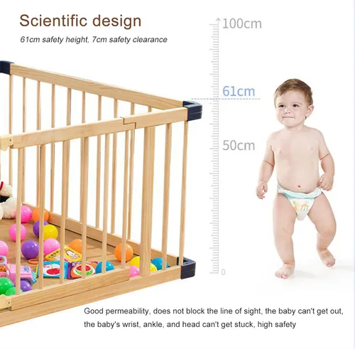 Vista 5 de Jolan Corralito para bebés con puerta, valla de madera para interiores y exteriores, corralito de seguridad para niños, valla de gateo