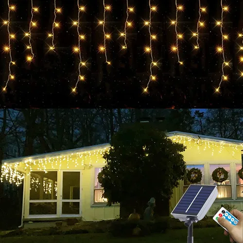 Vista 9 de Neoclassy - Tira de luces solares mejoradas para Navidad, 304 LED para decoraciones navideñas al aire libre, 8 modos, luces de tira impermeables