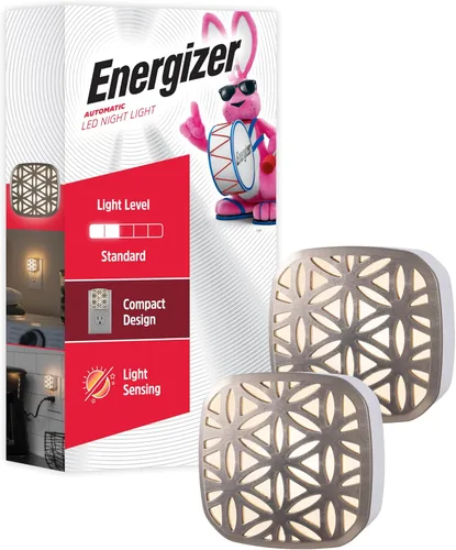 Vista 9 de Energizer Luces nocturnas giratorias LED que se enchufan a la pared, sensor del atardecer al amanecer, decoración del hogar, artículos esenciales