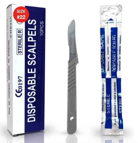Vista 16 de MedHelp Escalpelos Desechables 10 - Herramienta de Dermaplaning Escalpelos 10 con Mango de Plástico, Hojas de Dermablade de Acero de Alto Carbono