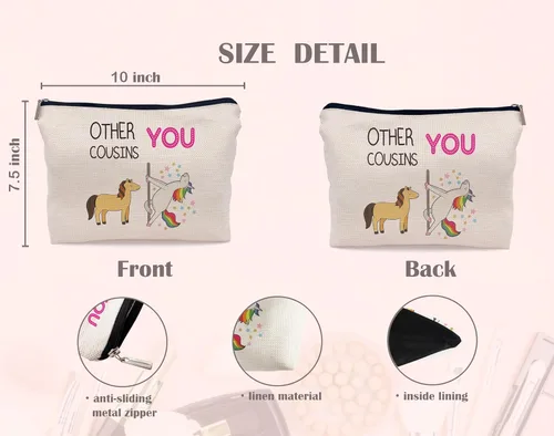 Vista 5 de Primos Regalos - Bolsa de maquillaje cosmético para mujeres y niñas, bolsa de maquillaje para otros primos y yo