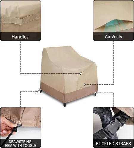 Vista 5 de Funda para silla de patio, resistente al agua, para exteriores, protección contra todo tipo de clima, funda para muebles de césped, paquete de 2