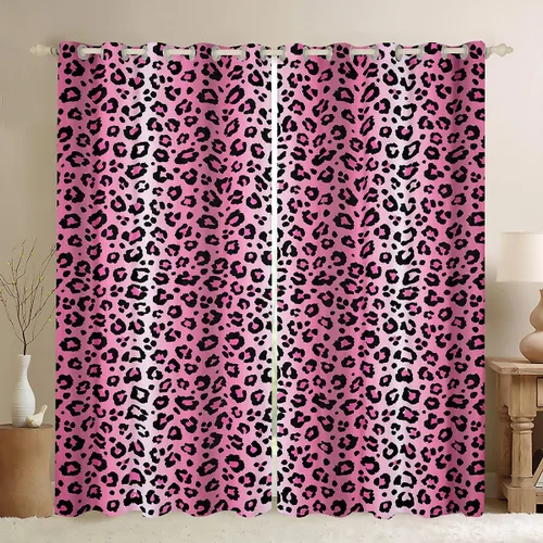 Vista 11 de Feelyou Cortinas opacas con estampado de leopardo de 30% a 50%, cortinas de oscurecimiento con estampado de guepardo para dormitorio, para niños