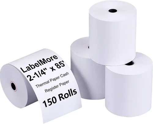 Vista 15 de LabelMore Papel térmico de recibo de 2-1/4 pulgadas x 85 pies, rollos de papel para tarjetas de crédito térmicos, rollo de caja registradora, papel