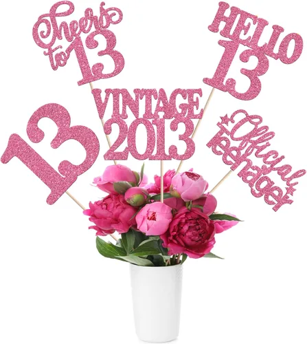 Vista 77 de 15 piezas de centro de mesa de feliz cumpleaños número 10 palos de diez dígitos dobles vintage 2015 centros de mesa de flores palos saludos a 10