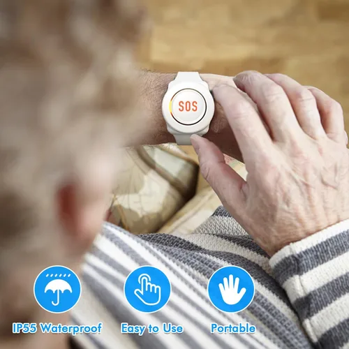 Vista 6 de Daytech Botón de llamada inalámbrico del localizador del cuidador para ancianos en el hogar Sistemas de alerta de vida para personas mayores