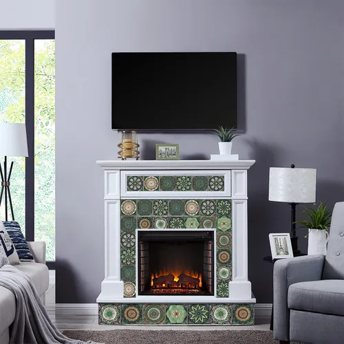 Vista 4 de Pegatinas de Azulejos para Salpicadero de 6x6 pulgadas en Verde, Despegar y Pegar, Patrón Mandala, Calcomanías de Azulejos Decorativas para Cocina