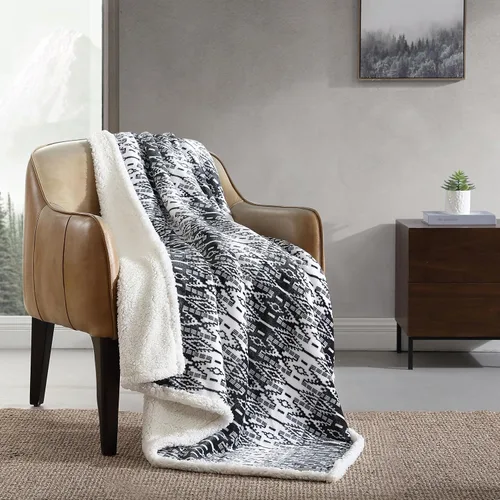 Vista 13 de Eddie Bauer - Manta Decorativa, Ropa de Cama de Vellón Cepillado y Sherpa Suave, Manta para Sofá y Cama (Bunkhouse Plaid Beige, 50" x 60")
