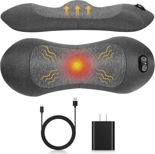 Almohada masajeadora eléctrica 3 en 1 con calor, tracción de aire Negro