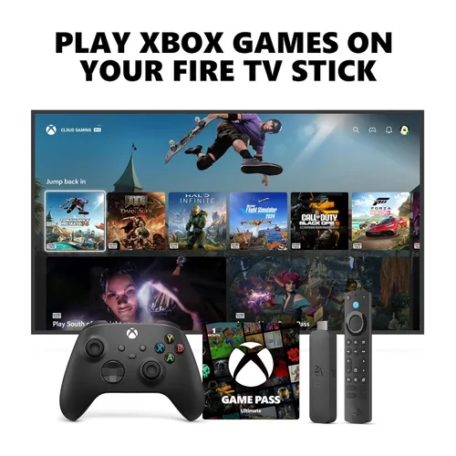 Vista 12 de Xbox Wireless Controller Deep Pink (2025) + Fire TV Stick 4K Game Pass Ultimate 1 Month Bundle - Play on Windows, Android, iOS & Smart TVs