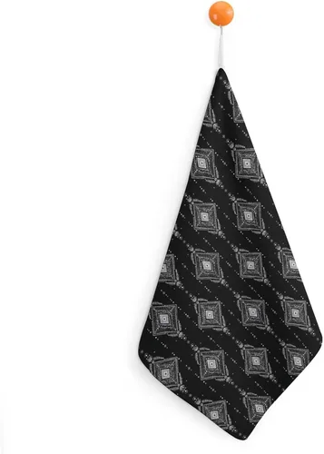 Decorative Hand Towels for Bathroom - Retro Black Pattern Print Soft Absorbent Small Bath Hand Towels for Kitchen, Farmhouse, Spa, Hotel, Guest Tea