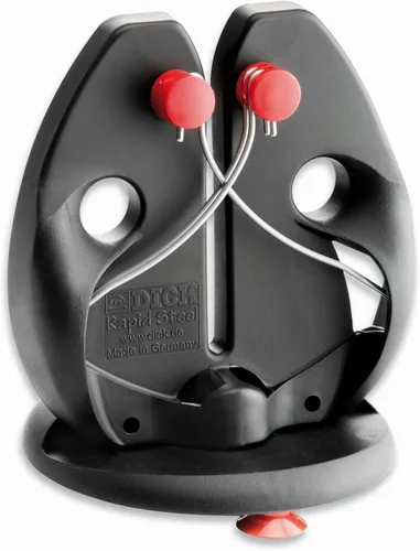 F. DICK – Rapid Steel Action Set Afilador de Cuchillos Negro Incluye Placa de Soporte - Afilado profesional de cuchillos de cocina - Varillas de