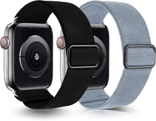 Vista 8 de Correa elástica Solo Loop Compatible con Apple Watch Band de 1.49, 1.57, 1.61, 1.65, 1.73, 1.77, 1.7, 1.97 pulgadas, Boho Bands para iWatch Series