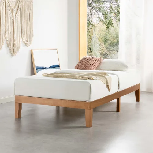 Vista 19 de Mellow Naturalista Classic - Cama de plataforma de madera maciza de 12 pulgadas con listones de madera, no necesita somier, fácil montaje