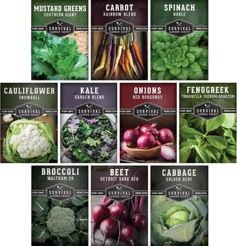 Paquete variado de semillas de verduras de estación fría para plantar