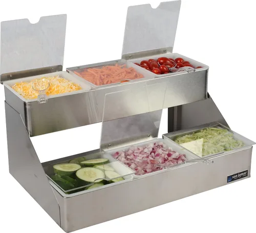 Vista 9 de San Jamar Centro de decoración de condimentos con tapa con muescas para cocina, bar y restaurantes, acero inoxidable, 6 cuartos de galón