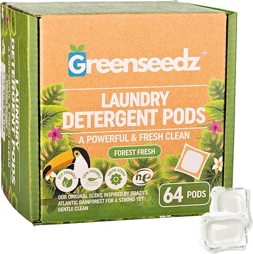 Vista 8 de Cápsulas de detergente para ropa, 32 unidades, aroma fresco, ecológico, biodegradable, compatible con HE, potente eliminación de manchas y olores