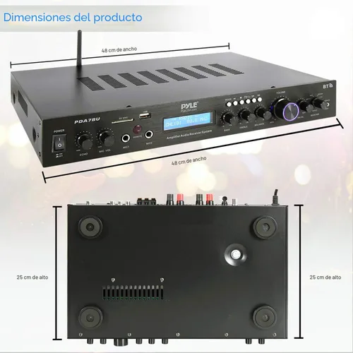 Vista 7 de Pyle Amplificador de cine en casa Bluetooth - 200 vatios en 5 canales con salida de subwoofer, karaoke fácil, micrófono dual, transmisión