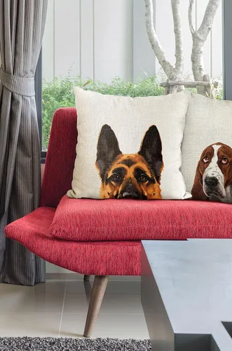 Vista 6 de WIRESTER Funda de almohada decorativa para sofá, para oficina en casa, 18 x 18 pulgadas, color negro y marrón Perro pastor alemán bronceado negro