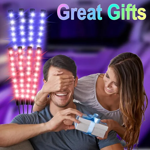 Vista 6 de BFXM Luces interiores de automóvil, tira de luces LED de 12 V con adaptador de encendedor de cigarrillos, aplicación y control remoto