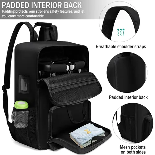 Vista 3 de Bolsa de viaje para cochecito GB Pockit con GB Pockit Air Plus Bolsa de viaje plegable para cochecito de bebé, bolsa de cochecito para avión