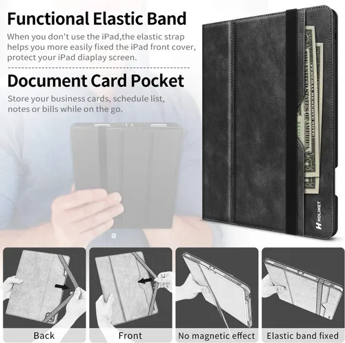 Vista 3 de H HOLIMET Funda para iPad Pro de 11 pulgadas 2022 4ª/3ª/2ª/1ª Generación 2021/2020/2018 con soporte para lápiz, cuero PU protector con bolsillo