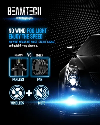 Vista 4 de BEAMTECH Bombilla H4, sin ventilador en línea 9003 bombilla antiniebla 6500K xenón blanco niebla luz de 2