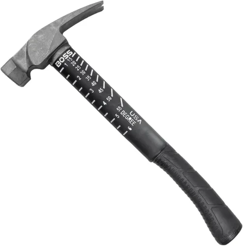 Vista 12 de Boss Hammer Martillo de titanio Ti64 de grado de construcción de 10 oz. con mango de fibra de vidrio Tough-Fiber resistente que absorbe los golpes