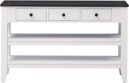 Vista 65 de Quarte Elegante mesa consola con tres cajones de almacenamiento, mesa de sofá extra larga para entrada, pasillo, sala de estar, vestíbulo, pasillo