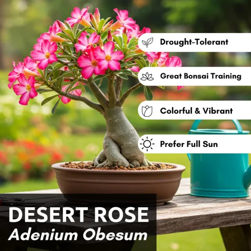 20 semillas de rosa del desierto de colores mixtos para cultivar | 20 semillas | Adenium Obesum Seeds to Grow.. Planta bonsái exótica