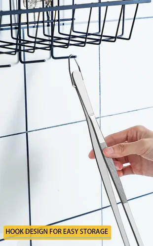 Vista 6 de JETKONG Pinzas de cocina de 12 pulgadas, pinzas de cocina finas, pinzas de cocina extralargas de acero inoxidable